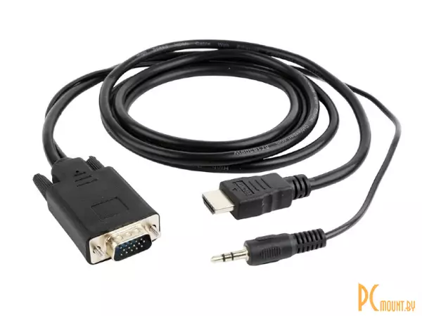 Кабель-переходник HDMI to VGA +3.5audio, Gembird A-HDMI-VGA-03-6, 1.8m, Black